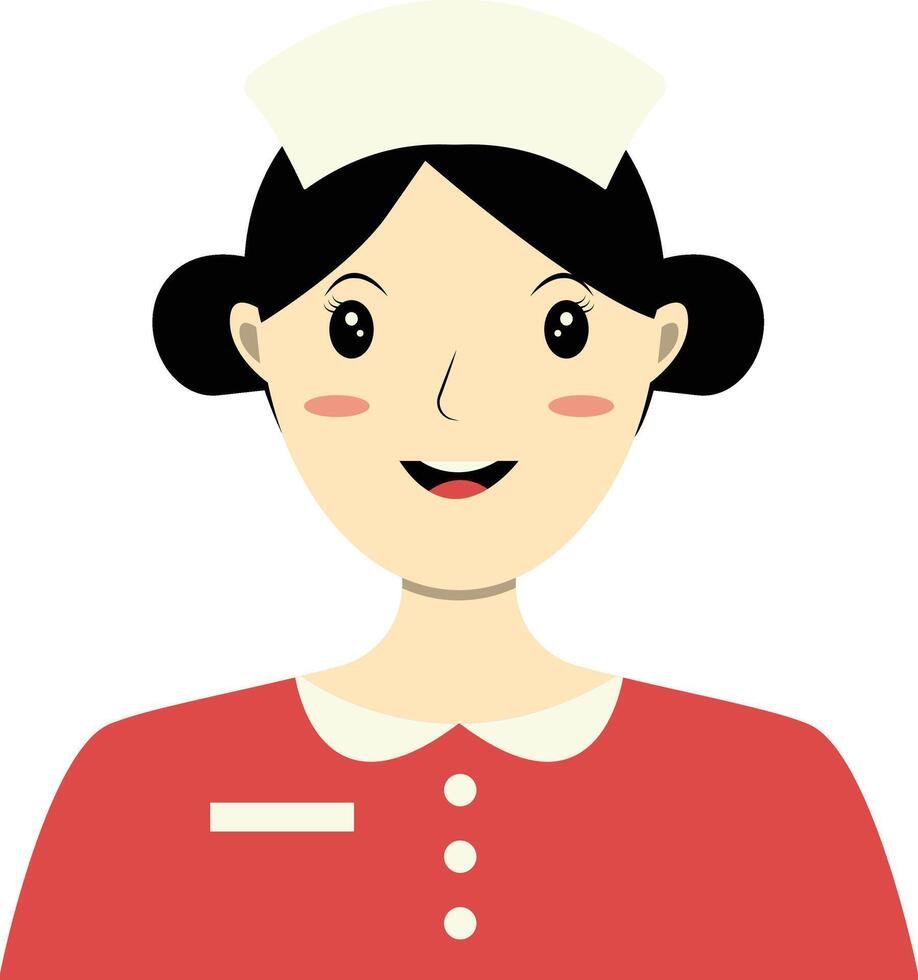 Girl Nurse Avatar with Red Clothes and White Hat vector