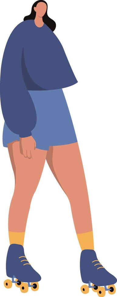 Girl Playing Roller Skating with Sportswear and Shorts vector
