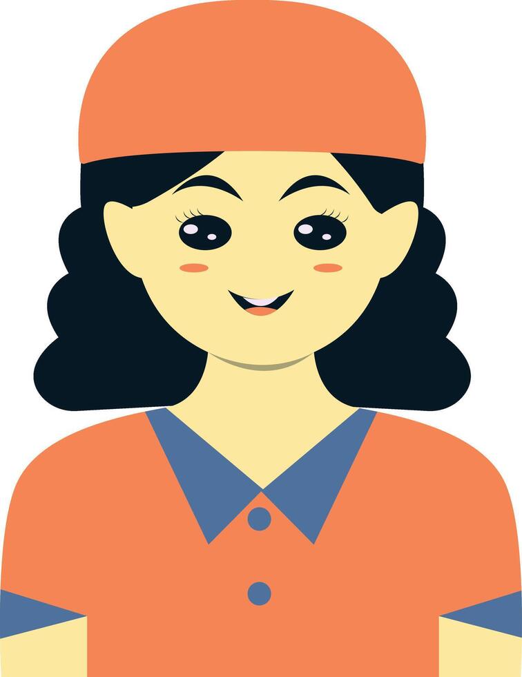 Female Nurse Character with Orange Uniform and Hat vector