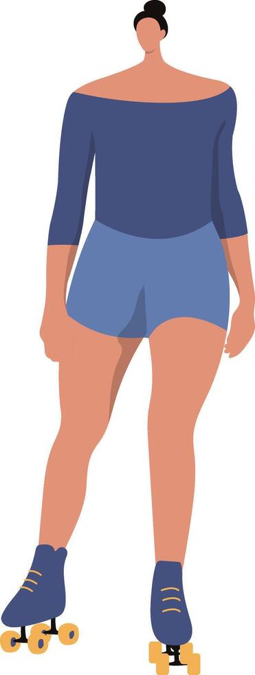 Girl Playing Roller Skating with Sportswear and Shorts vector