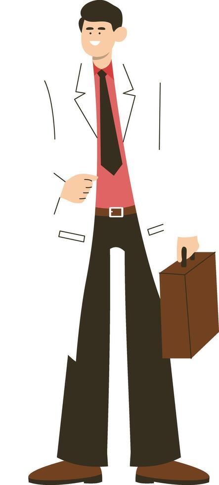 Man Doctor Character Holding Bag vector