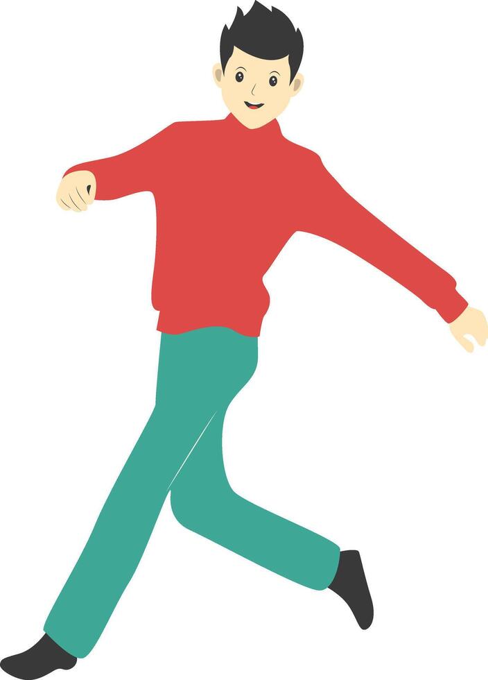 Male Dancing Illustration in Red Clothes vector