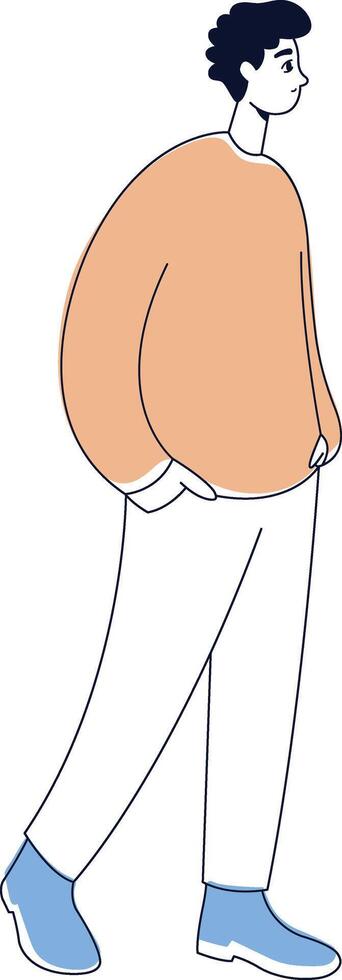 Man Walking Illustration with Orange Clothes vector