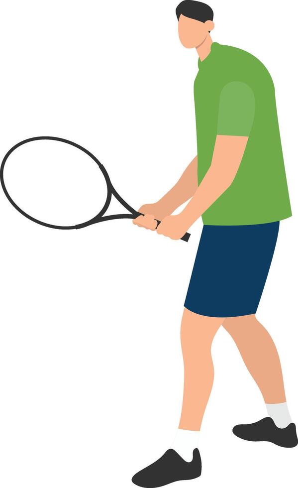 Men Tennis Player Holding Racket vector