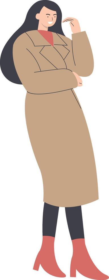 Women Walking at Autumn with Coat vector