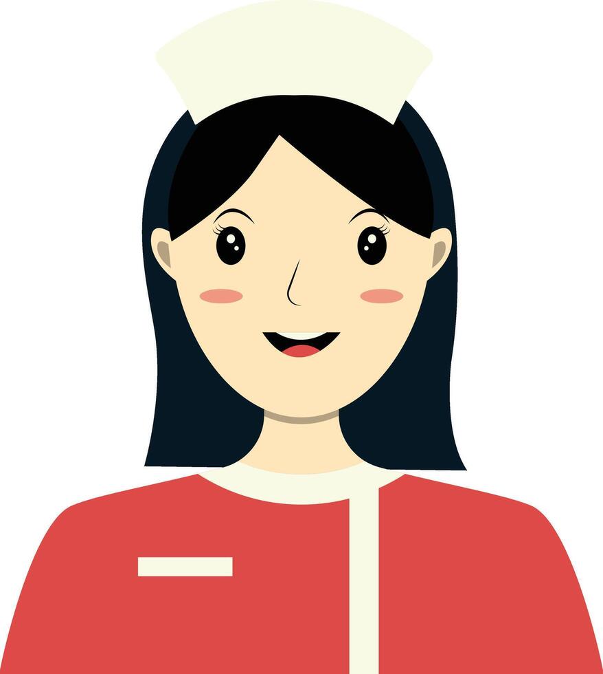 Girl Nurse Avatar with Red Clothes and White Hat vector