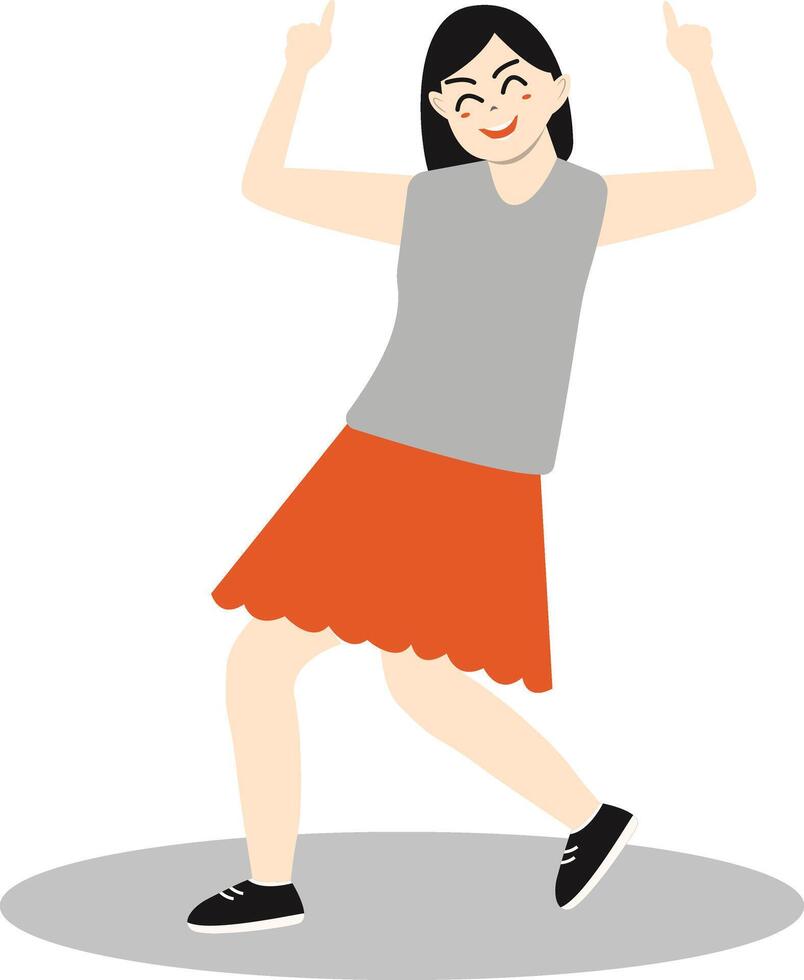 Woman Dancing Illustration in Skirt and Grey Clothes vector