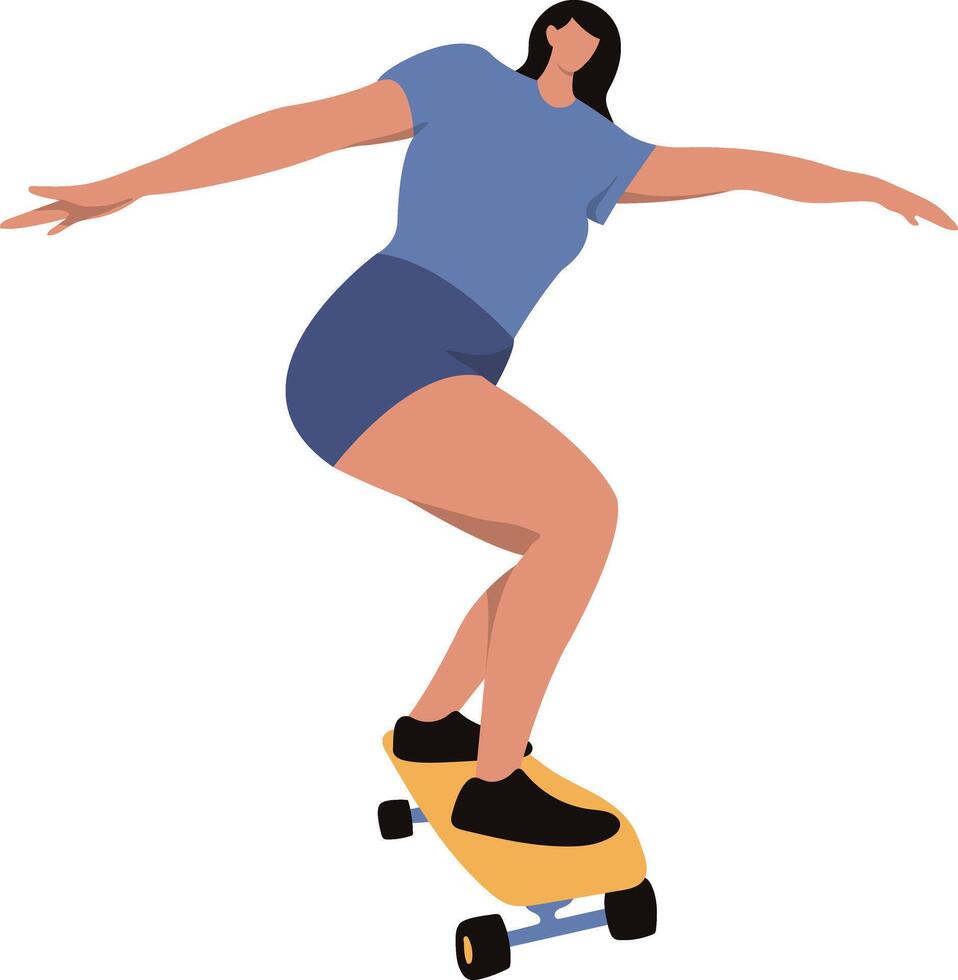 Girl Playing Roller Skating with Sportswear and Shorts vector