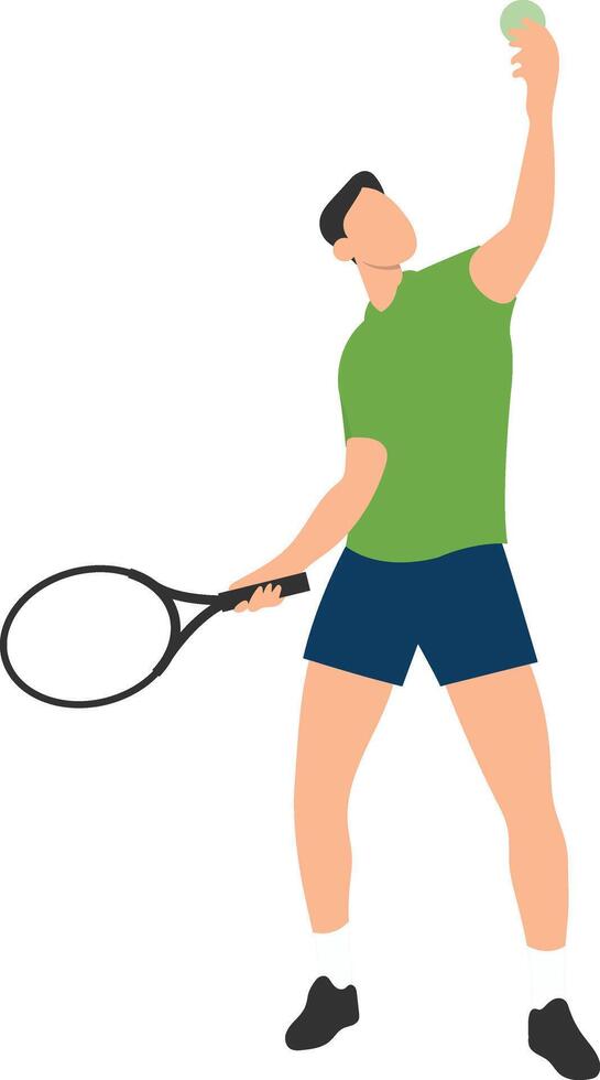 Male Tennis Player Holding Racket vector