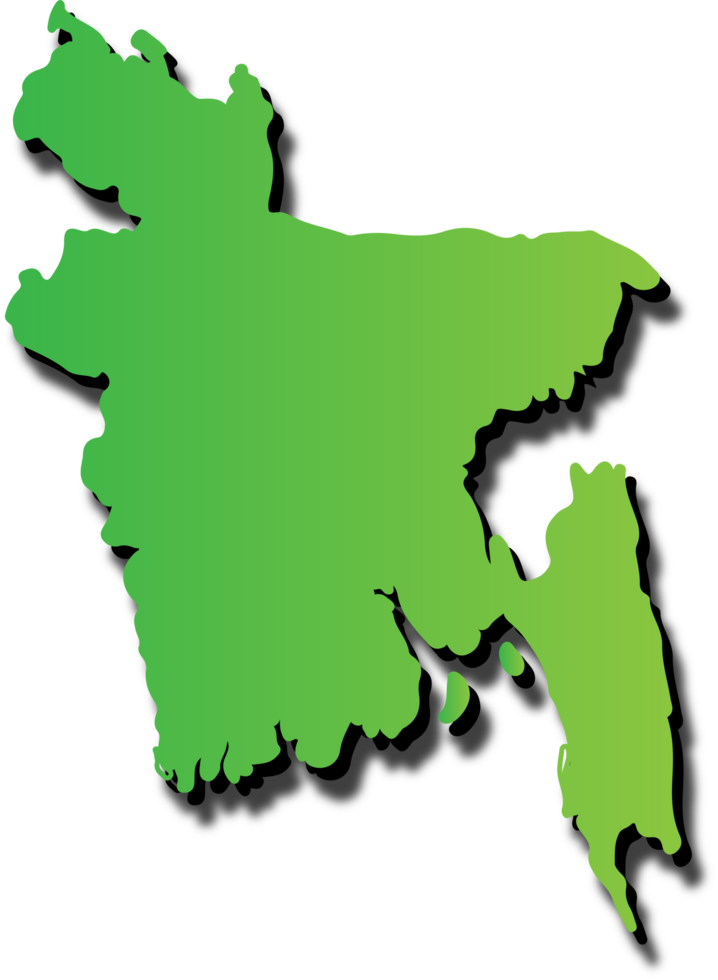 Bangladesh map with green gradient colour 3d illustration png