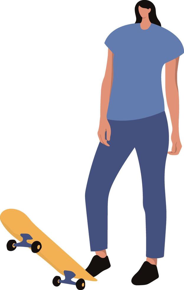 Woman Playing Skateboard with Sportswear vector