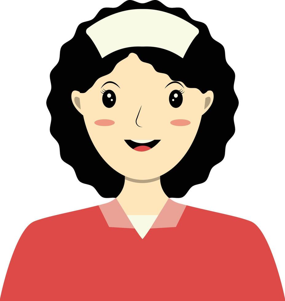 Girl Nurse Avatar with Red Clothes and White Hat vector