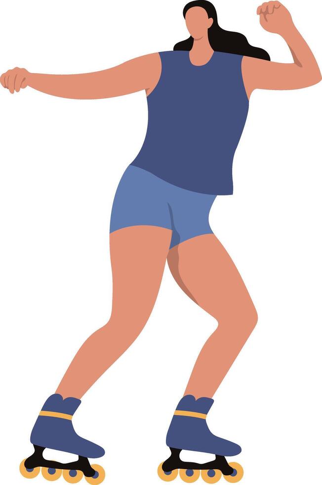 Woman Playing Roller Skating with Sportswear and Shorts vector