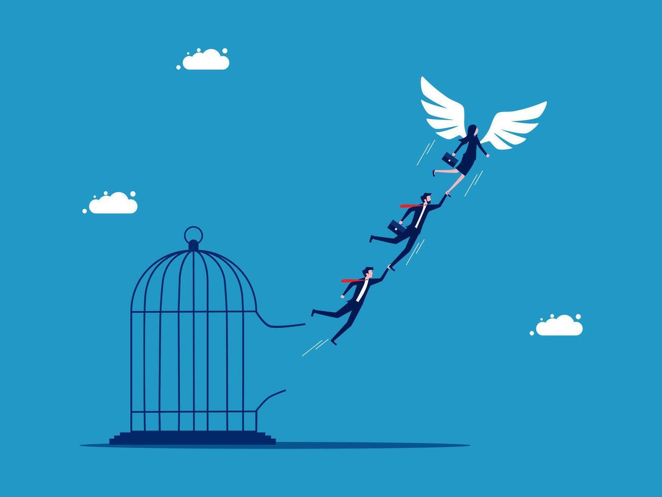 businessman flying away from a bird cage vector