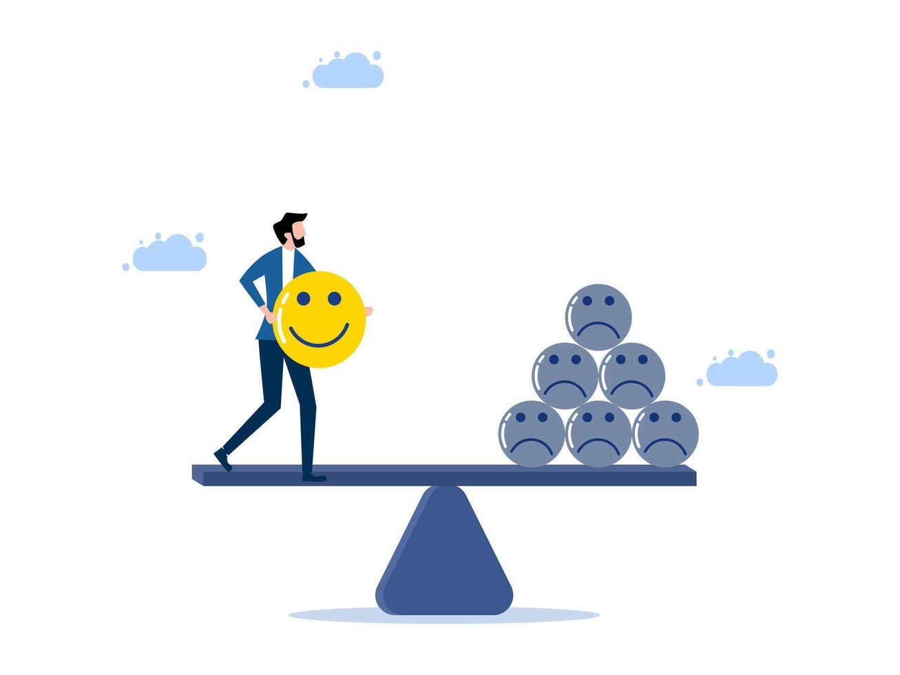businessman and Smiling faceson the weight scale, balancing a happy life vector