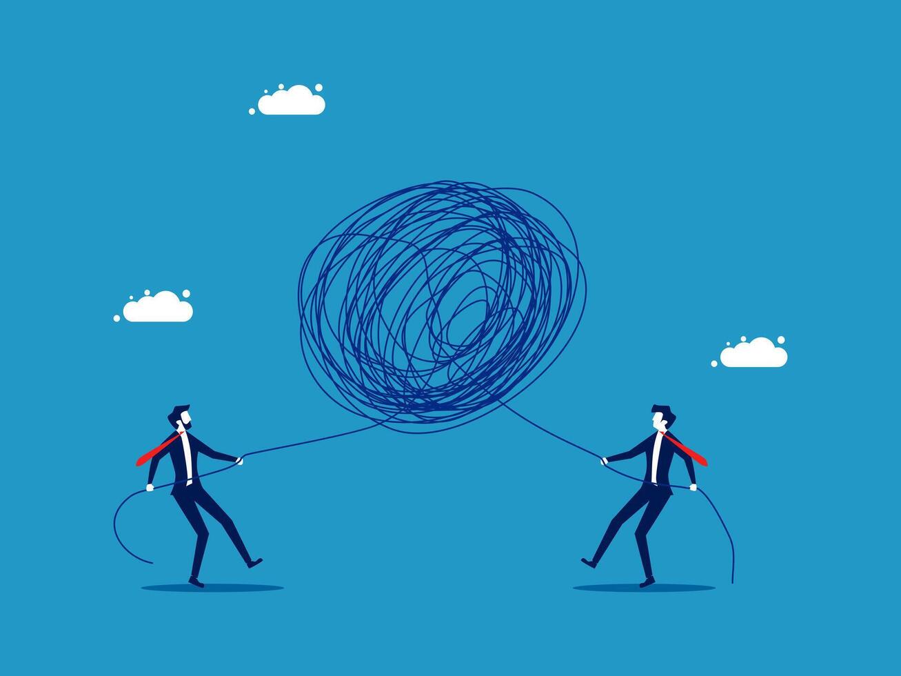 two businessmen pulling a ball with a rope vector