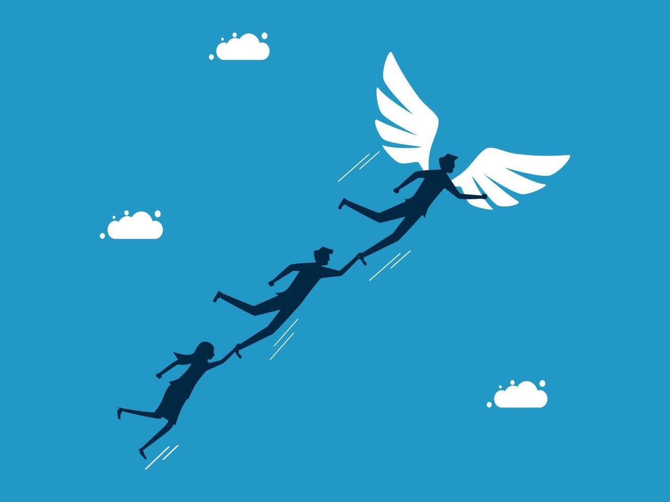 Business leader gets wings and team to fly free from brain prison vector