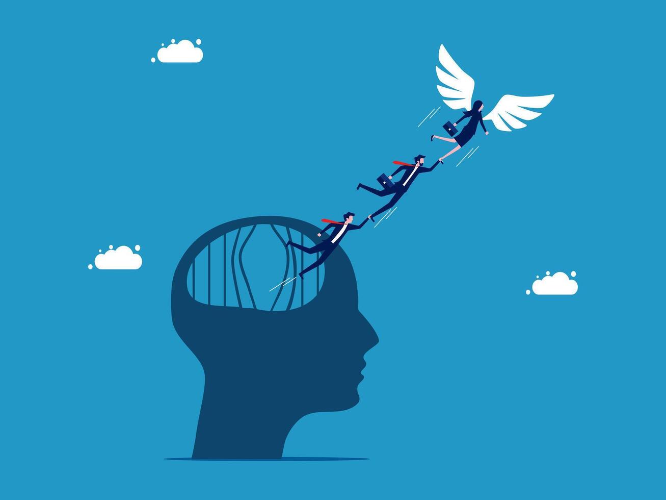 Business leader gets wings to fly free from brain prison vector