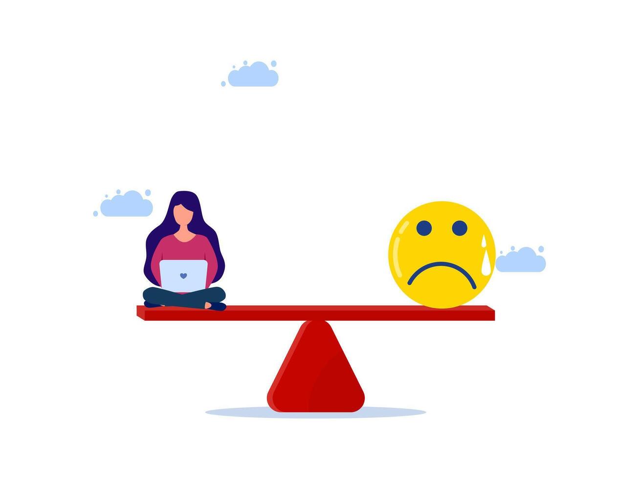 Woman on plane weighs in on balancing a happy life vector