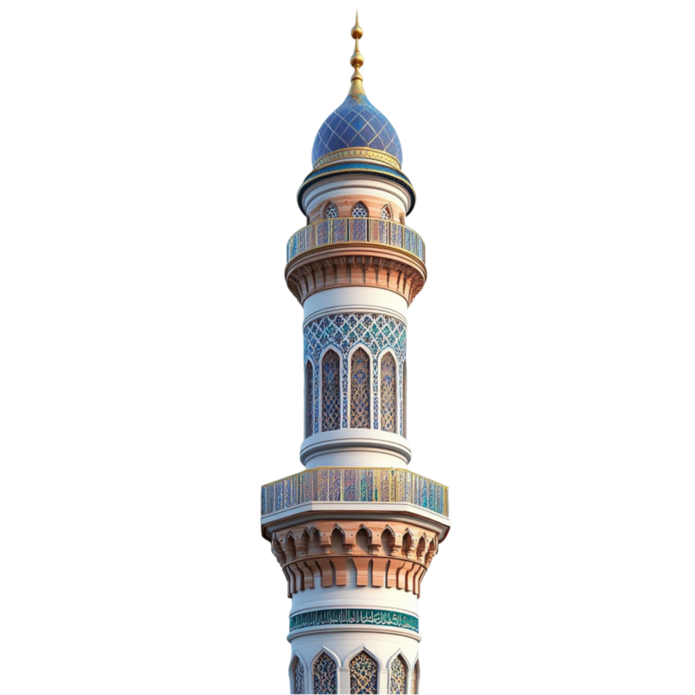 Minaret with Illuminated Lights on Transparent Background png
