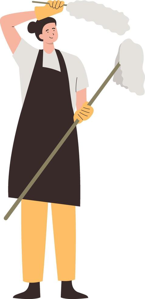 Woman Cleaning Service with Apron vector