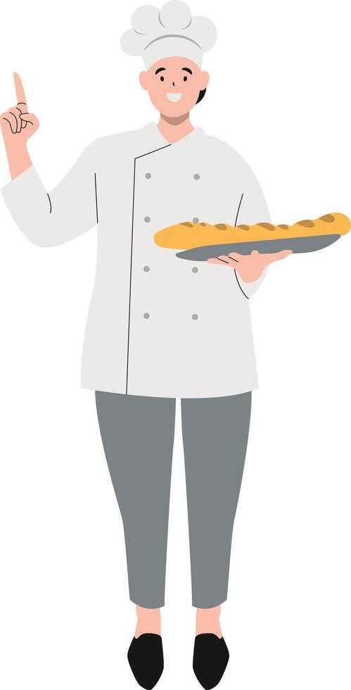Professional Chef Carrying Long Cake vector