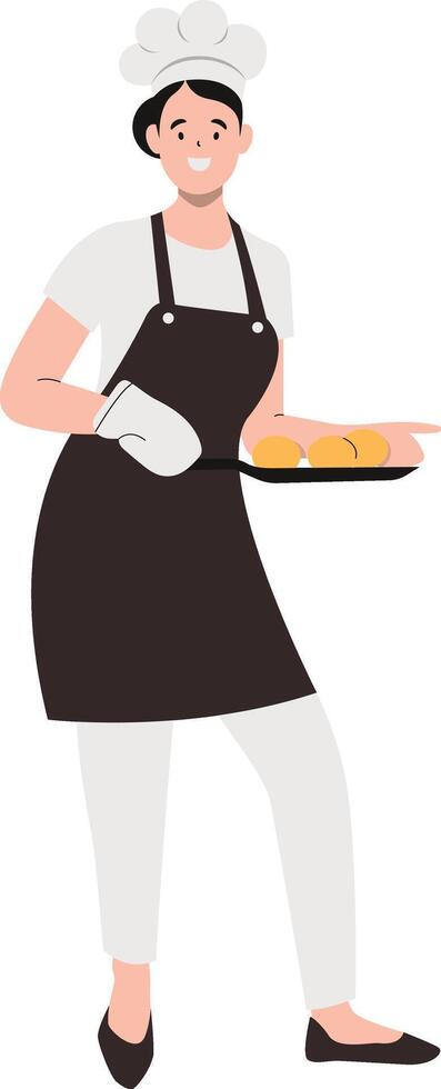 Professional Chef Is Cooking Cake vector