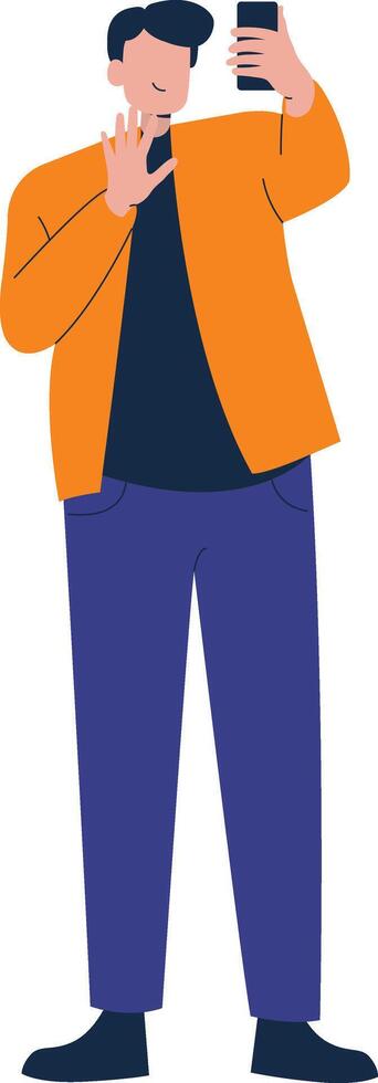 Man Holding Mobile Phone Illustration vector