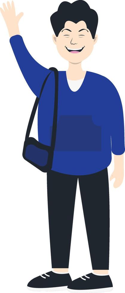 Male Student Character with Casual Clothes vector