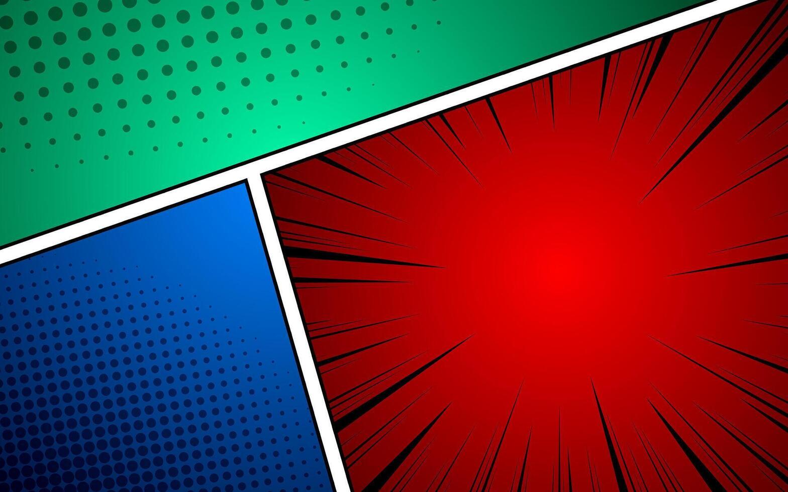 Cartoon book superhero scrapbook page template, graphic art frame layout template illustration. Pop art background vector