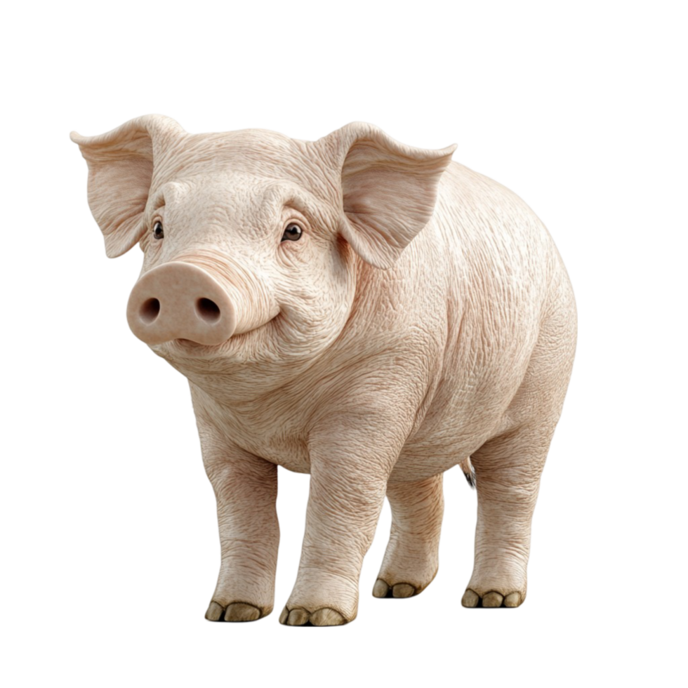 Cute White Pig Animal on Transparent Background png