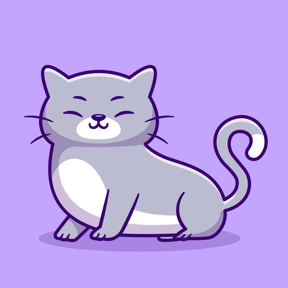 Cute Grey Cat Sitting Cartoon vector