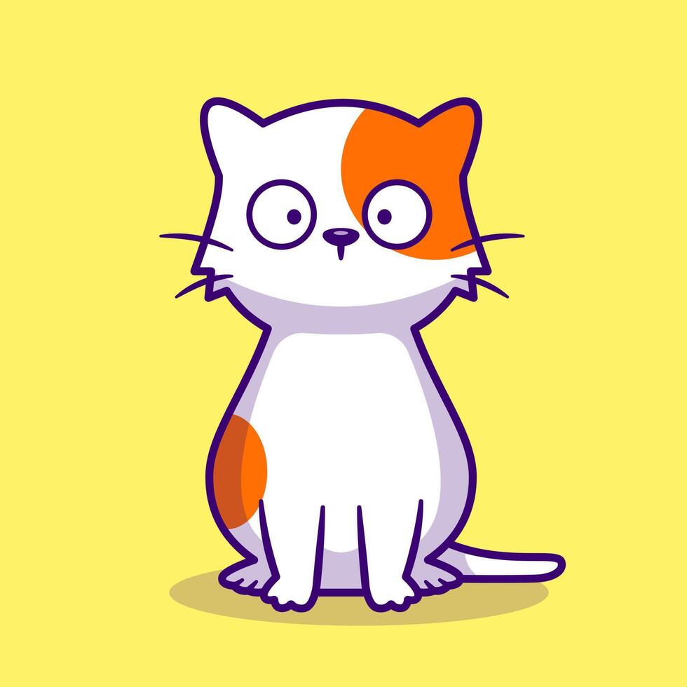 Cute Cat Shocked Sitting Cartoon vector