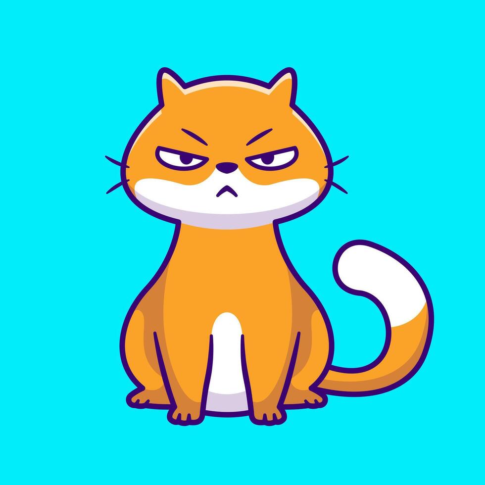 Cute Angry Cat Sitting Cartoon vector