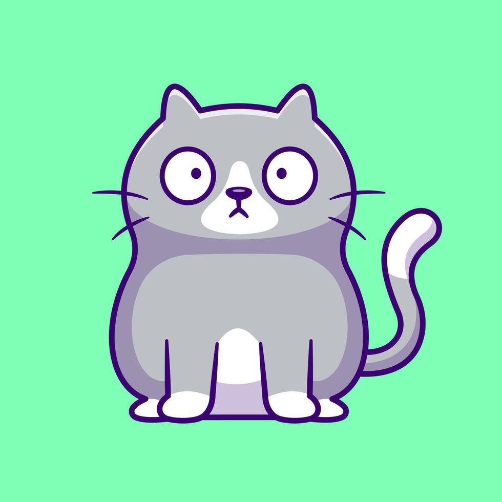 Cute Fat Cat Shocked Cartoon vector