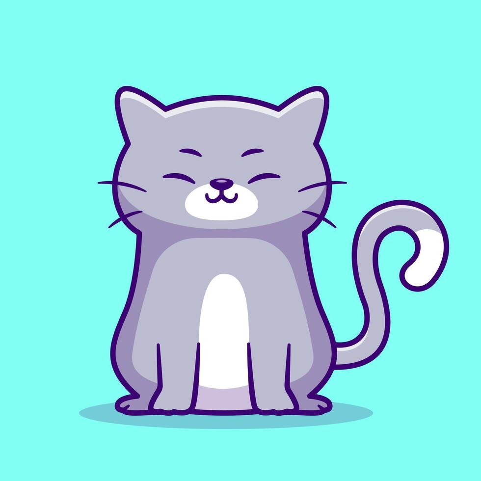 Cute Grey Cat Sitting Cartoon vector