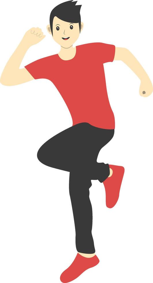 Male Dancing Illustration in Red Clothes vector