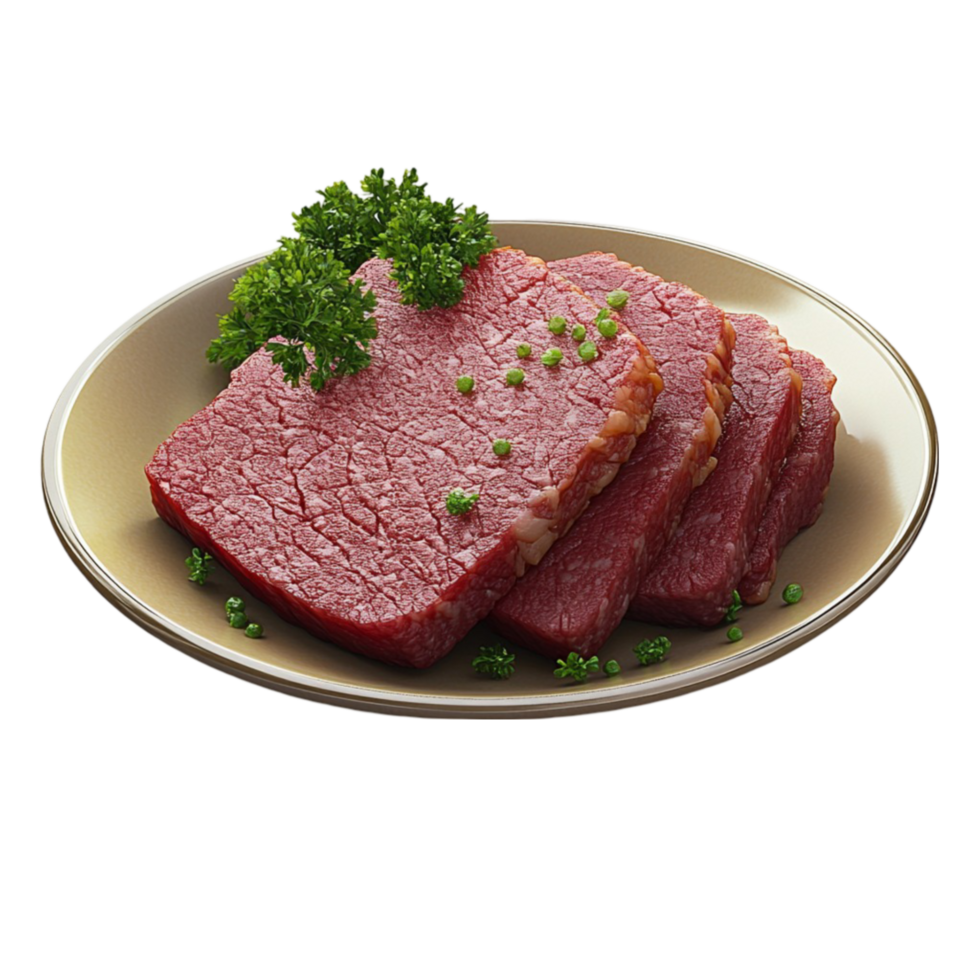 Freshly Sliced Raw Meat on a Plate png