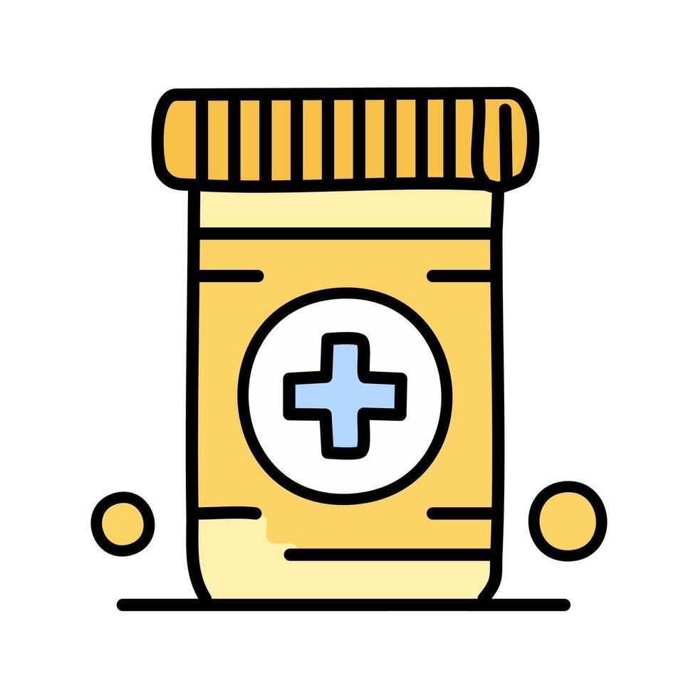 Pill bottle icon, illustration, filled design editable outline vector
