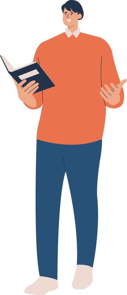 Man Teacher Illustration with Red Casual Clothes vector