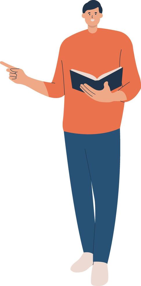 Man Teacher Illustration with Red Casual Clothes vector