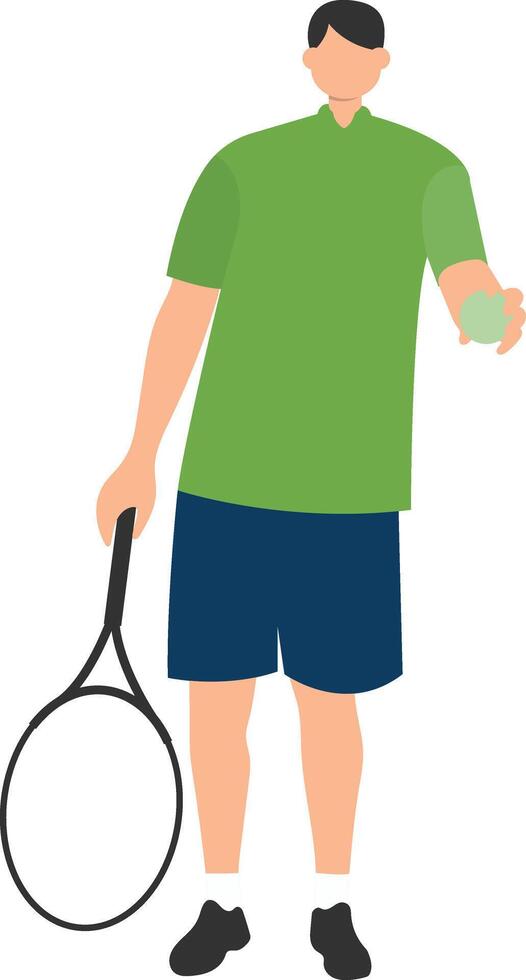 Male Tennis Player Holding Racket and Ball vector