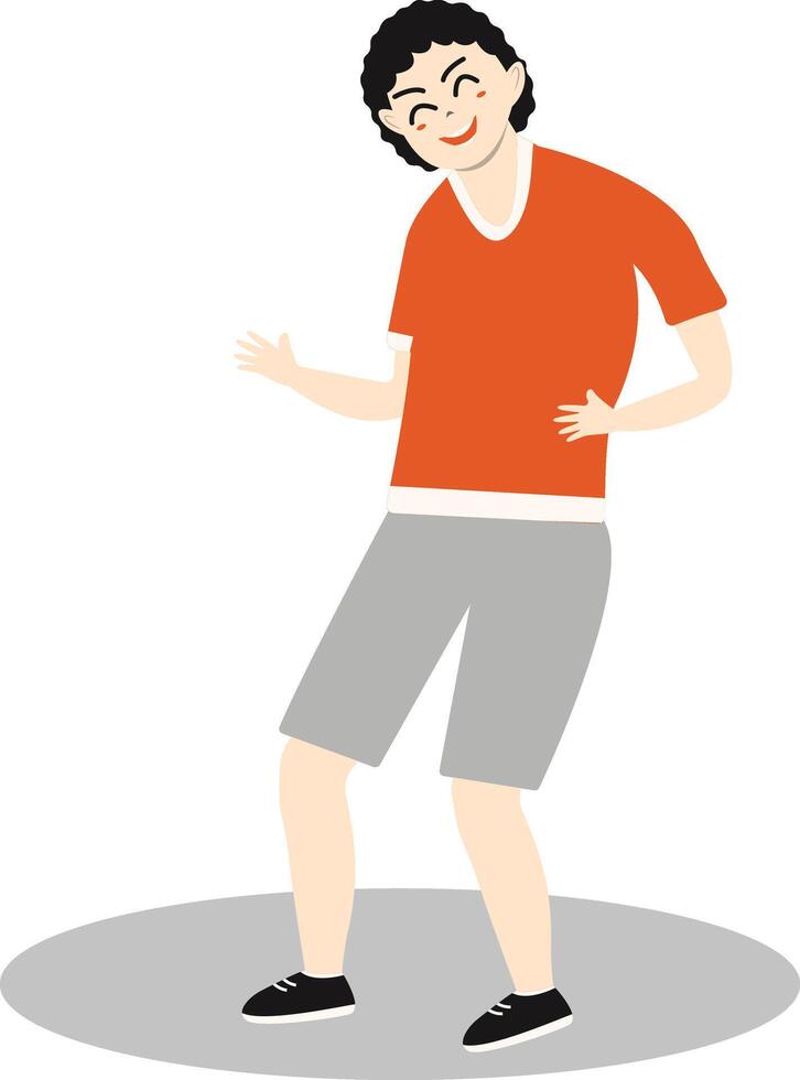 Male Dancing Character with Red Clothes vector