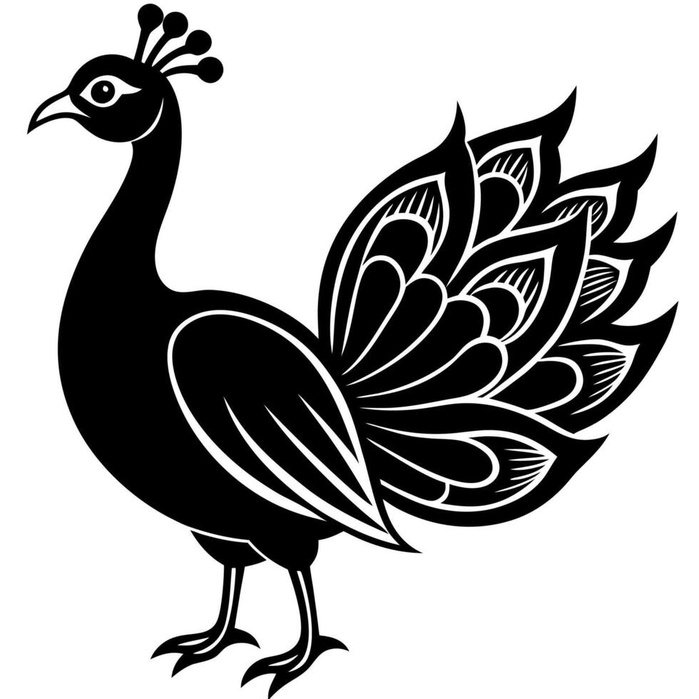 Simple and Elegant Peacock Bird Silhouette Artwork for Creative Projects vector