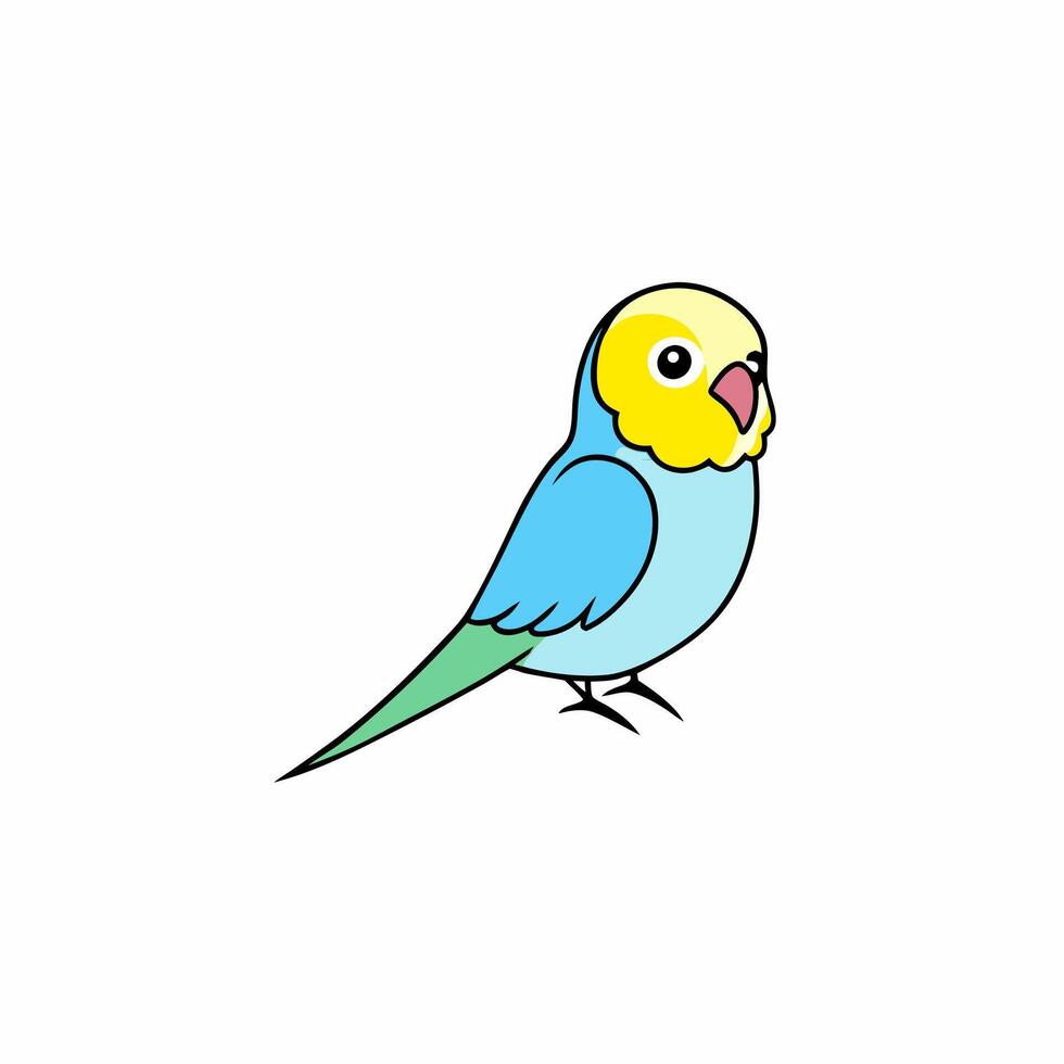 Unique Minimalist Budgerigar Bird Clip Art vector