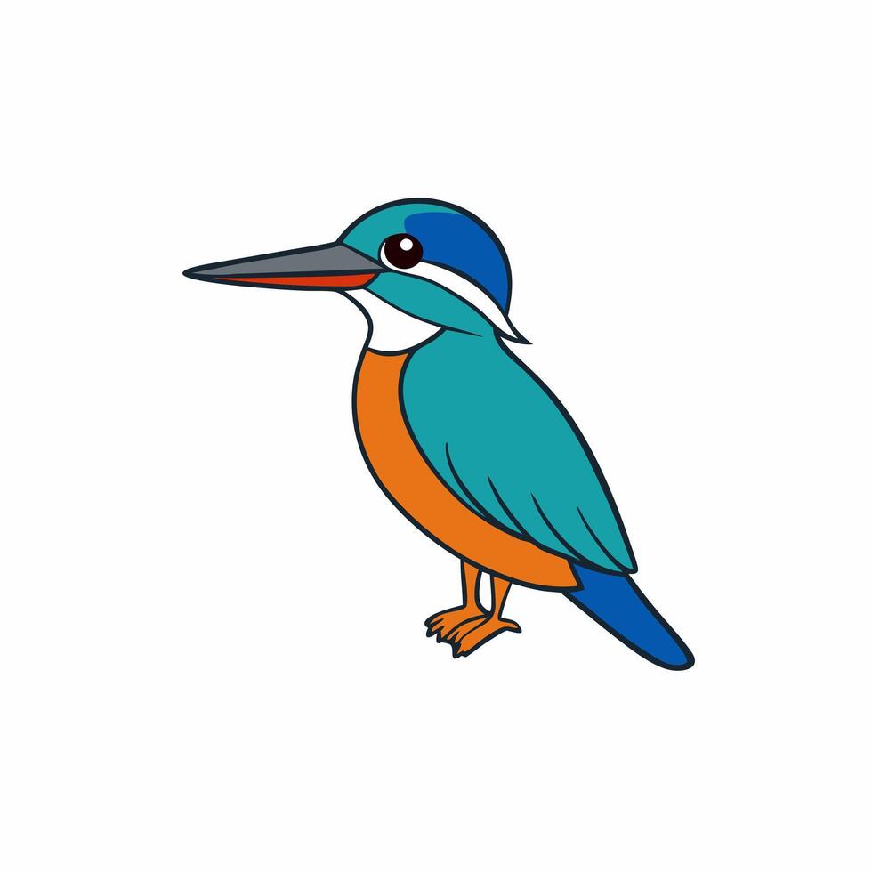 Minimalist Cute Kingfisher Bird Clip Art Illustration for Wildlife Art Lovers vector