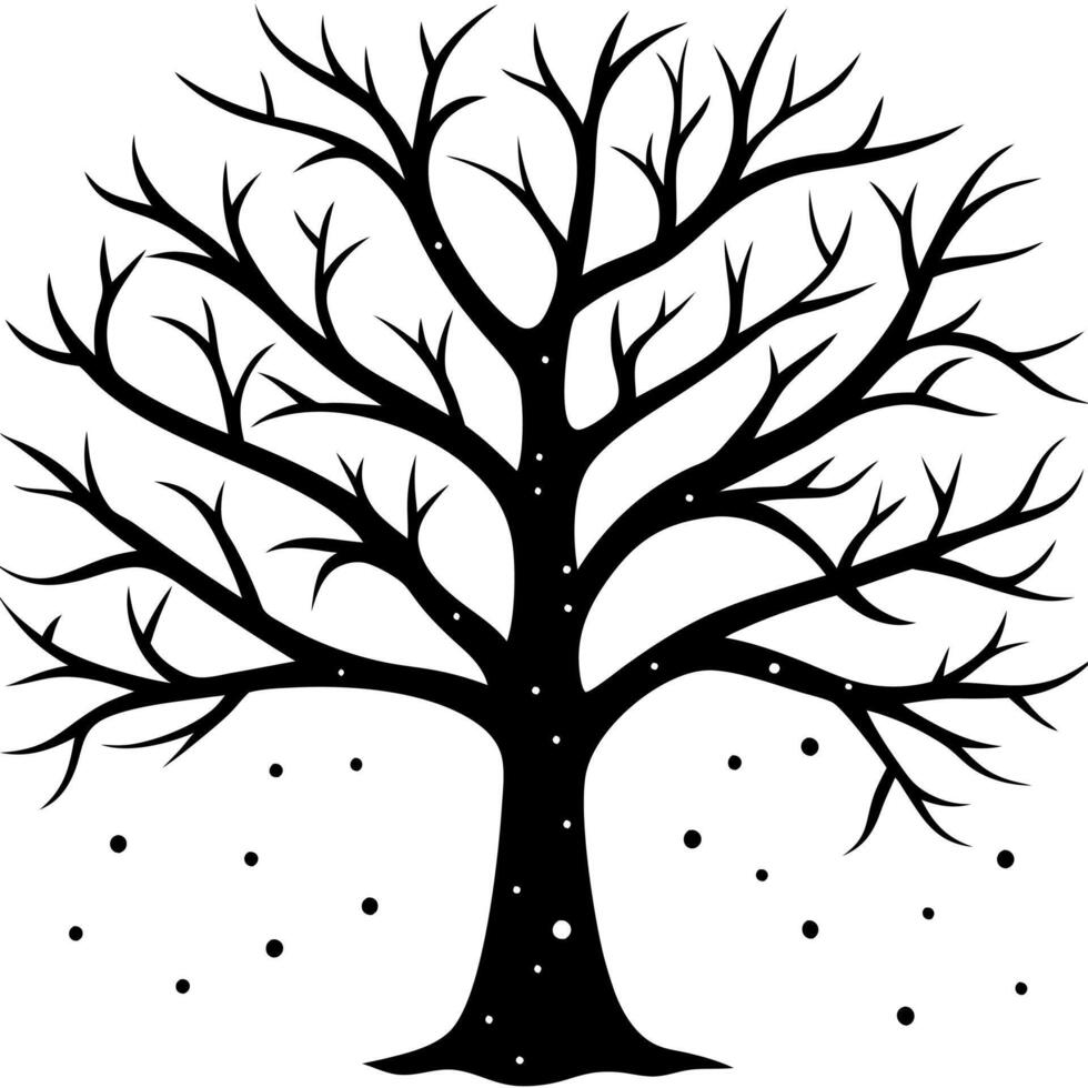 Black Tree Silhouette with Intricate Branches in Artistic Composition vector
