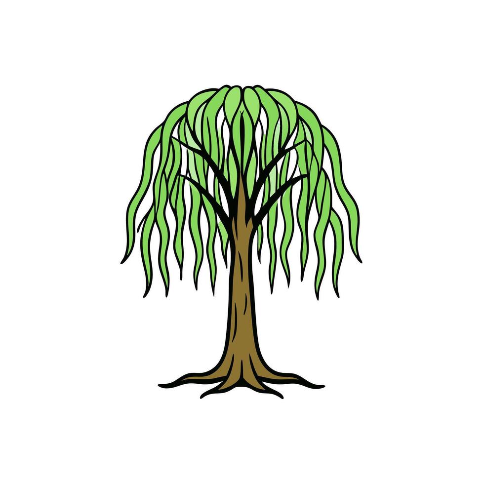 Elegant Willow Tree Clip Art Illustration Perfect for Creative Projects vector