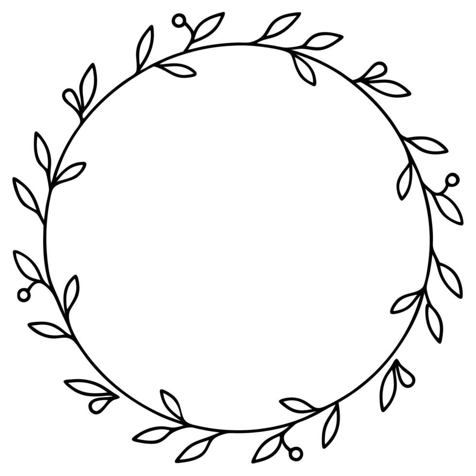 Minimalist Floral Wreath Circle Design Silhouette for Digital Projects vector