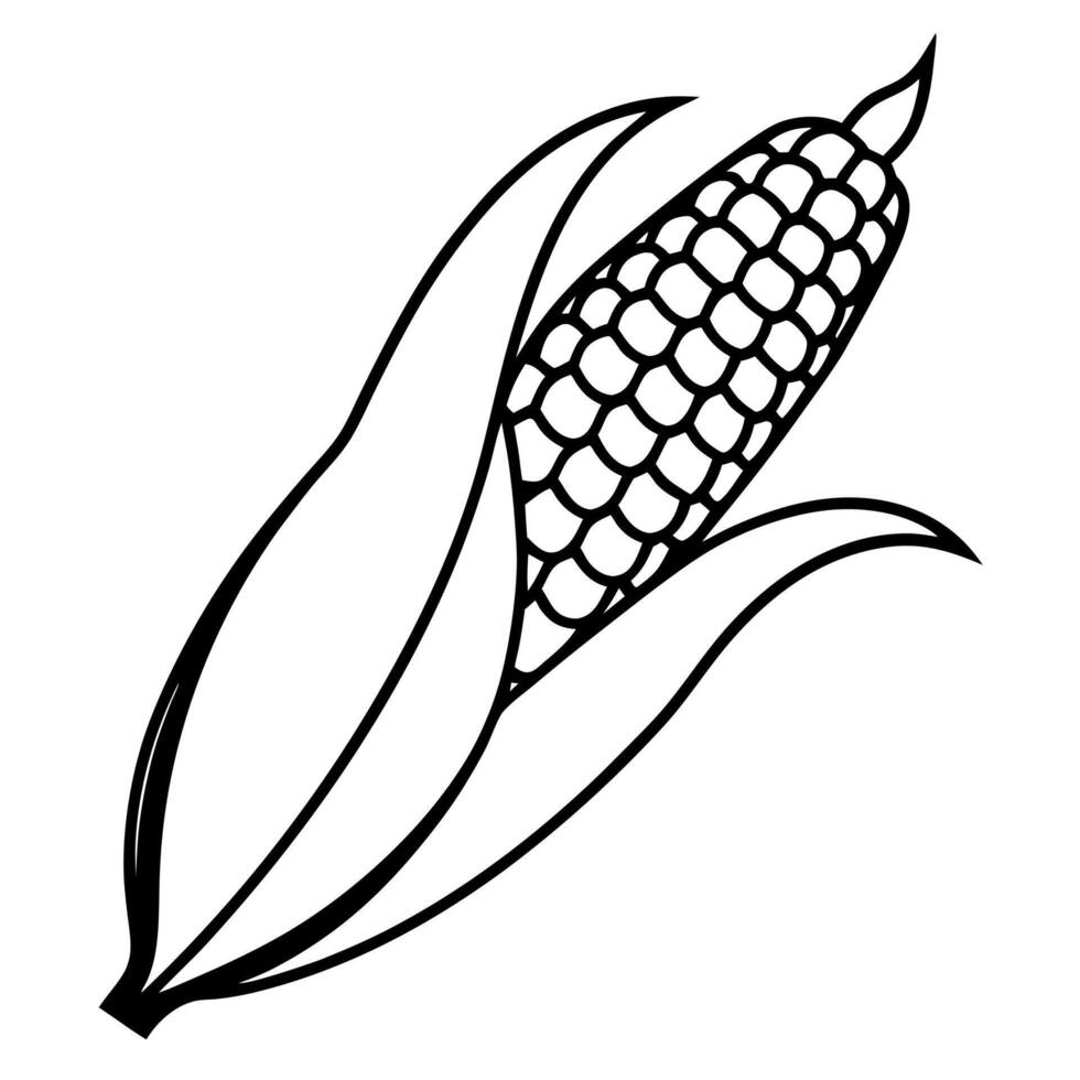 Corn Line Art Illustration for Minimalist Designs and Farm Decor vector